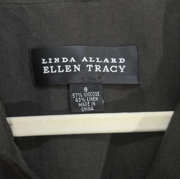 Chocolate Brown Linda Allard for Ellen Tracy Tailored Shirt - Linen Blend - Sz 8 - Picture 2 of 6